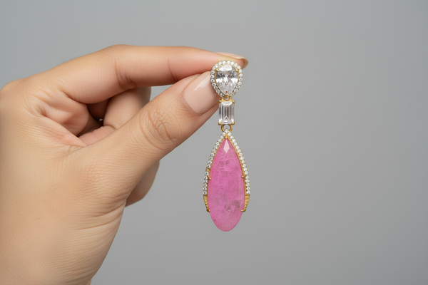 PINKAD DOUBLET STONE EARRING