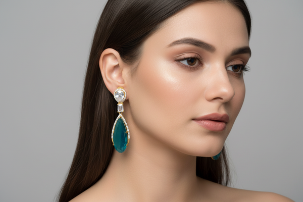 TURQUOISE AD DOUBLET STONE EARRING