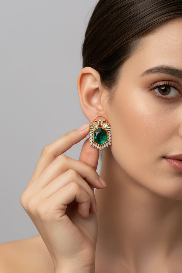 EMRALD DOUBLET STONE STUDS