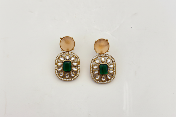 RUST GOLD POLKI EARRING