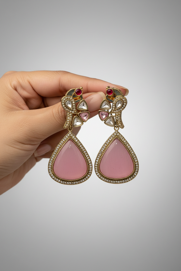 PEACOCK PINK MONALISA EARRING