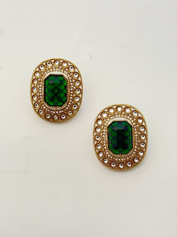 GREEN ZICRON STUDS
