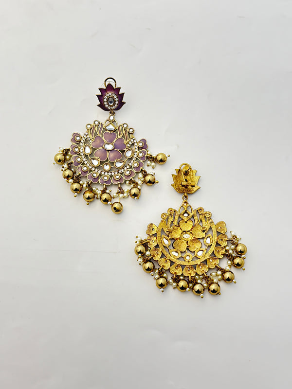 MAUVE CHANDBALI EARRINGS