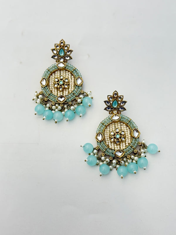 SKY BLUE MOTI EARRINGS