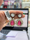 RUBY STONE REAL JADAU DUBLET EARRINGS