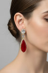 RED AD DOUBLET STONE EARRING
