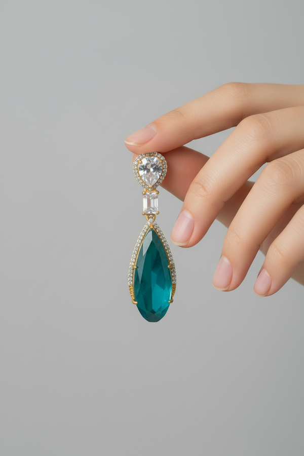TURQUOISE AD DOUBLET STONE EARRING