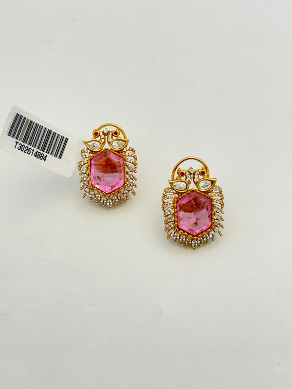 PINK DOUBLET STONE STUDS