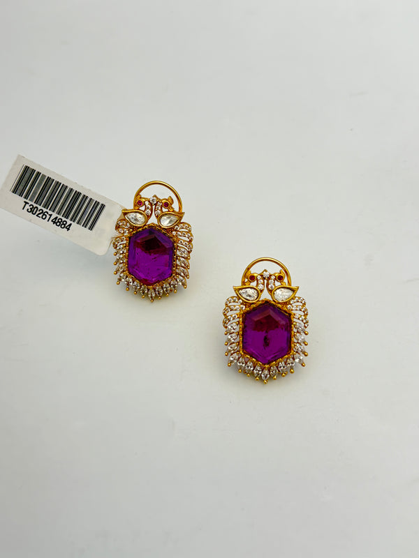 PURPLE DOUBLET STONE STUDS