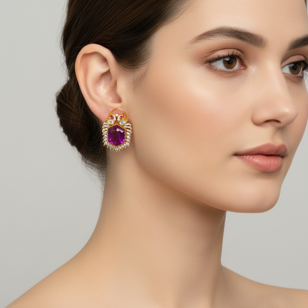 PURPLE DOUBLET STONE STUDS