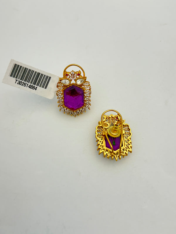 PURPLE DOUBLET STONE STUDS