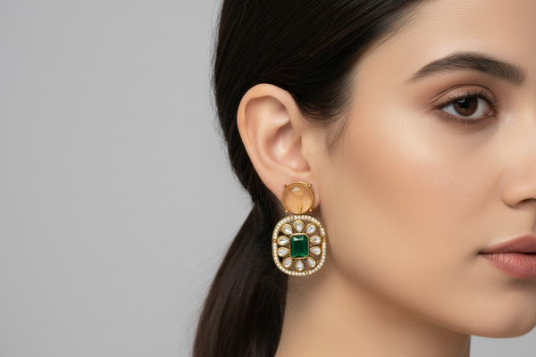 RUST GOLD POLKI EARRING