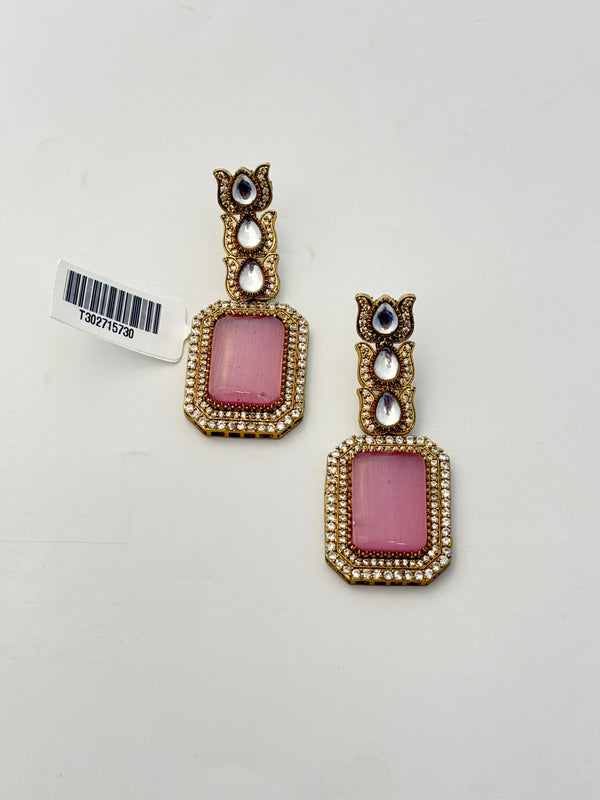 PINK POLKI EARRING