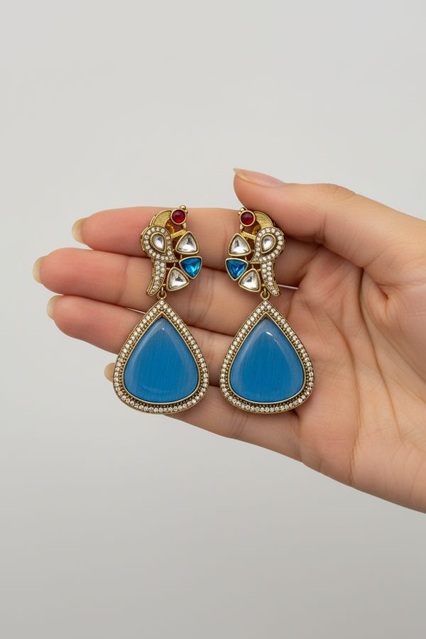 PEACOCK BLUE MONALISA EARRING
