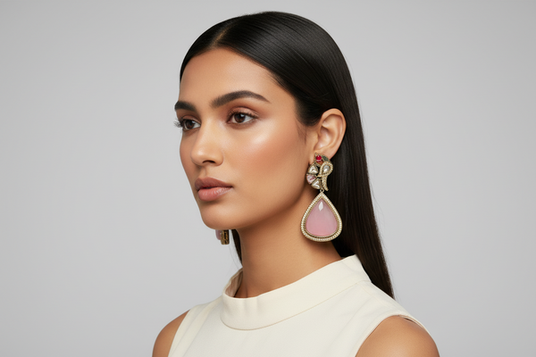 PEACOCK PINK MONALISA EARRING