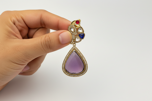 PEACOCK LAVENDER MONALISA EARRING