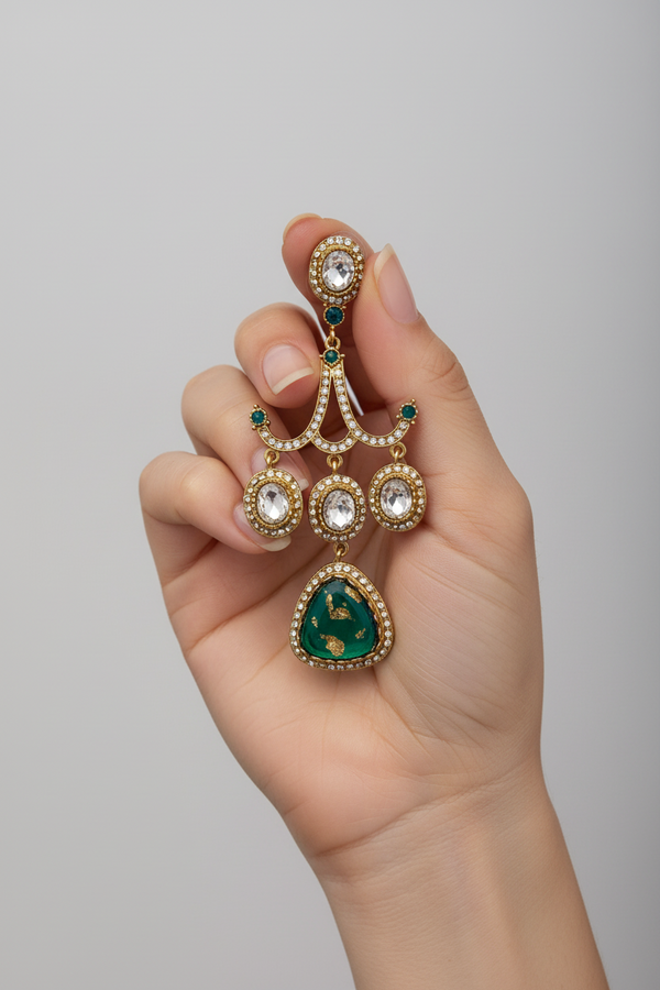 GREEN EVA DANGLERS EARRING