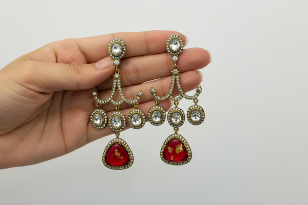 RED EVA DANGLERS EARRING