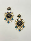 BLUE MEENA KUNDAN EARRING