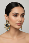 BLUE MEENA KUNDAN EARRING
