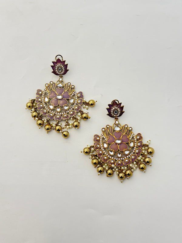 MAUVE CHANDBALI EARRINGS