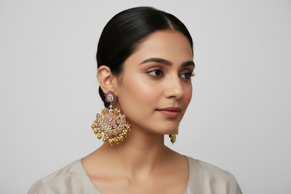 MAUVE CHANDBALI EARRINGS