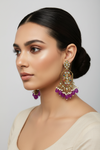 PURPLE Colourful Kundan Earrings
