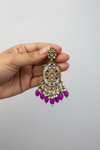 PURPLE Colourful Kundan Earrings