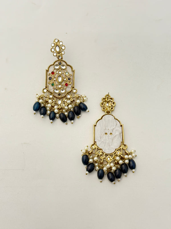 BLUE Colourful Kundan Earrings