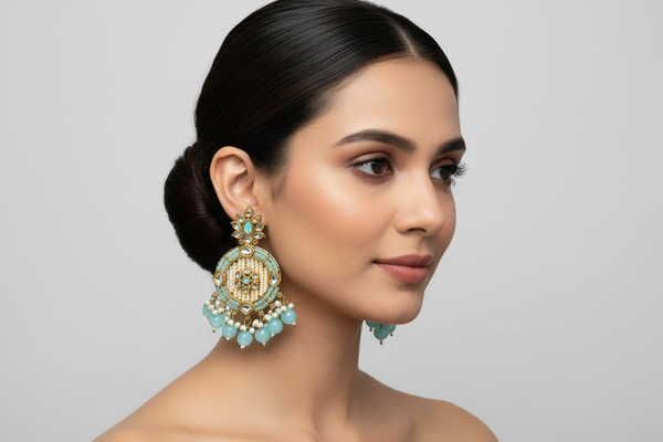 SKY BLUE MOTI EARRINGS