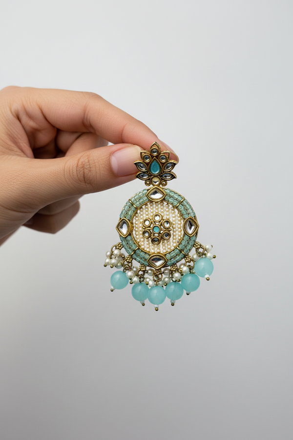 SKY BLUE MOTI EARRINGS