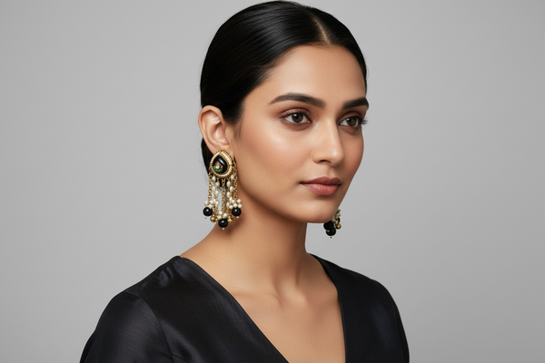 BLACK KASHMIRI EARRINGS